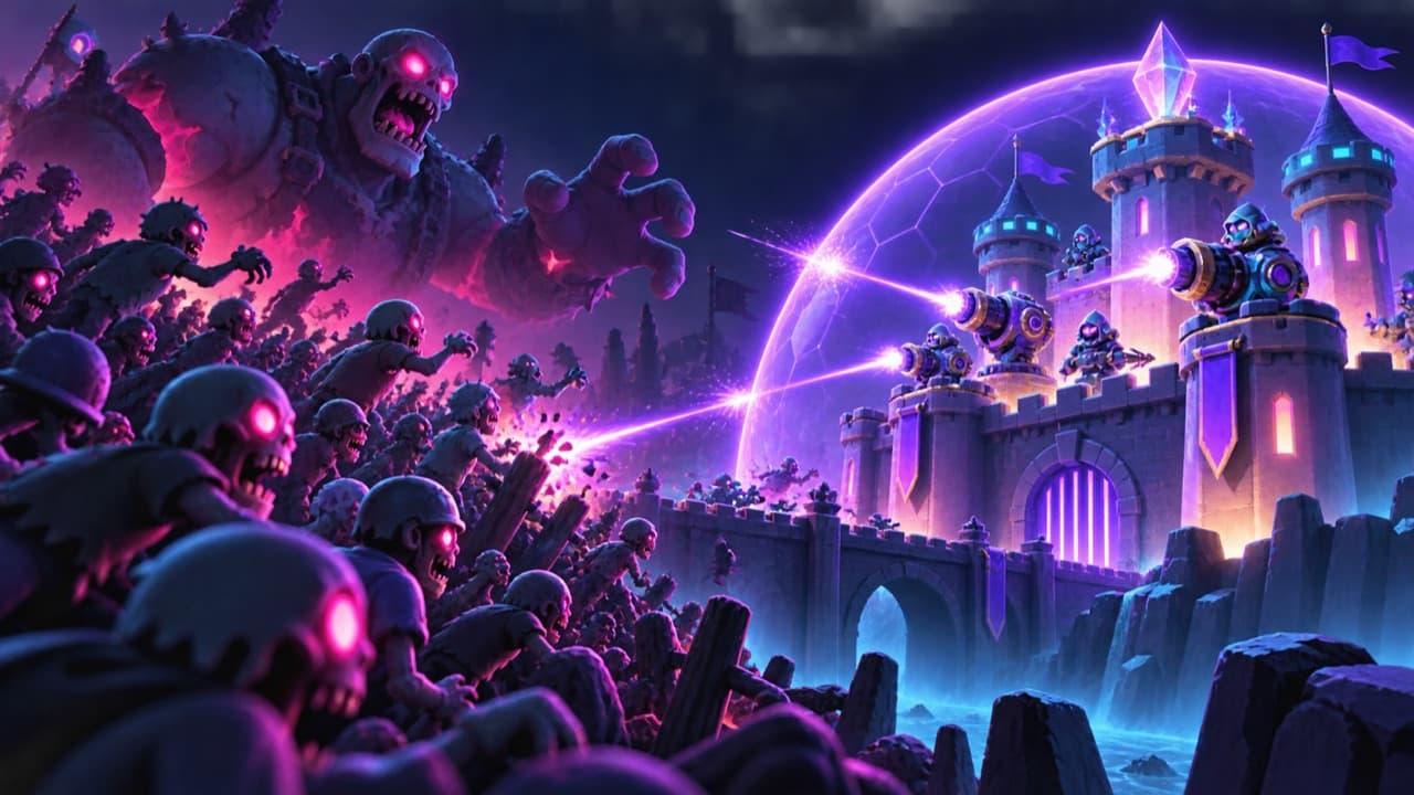 A castle-defense game running in a vertical livestream frame